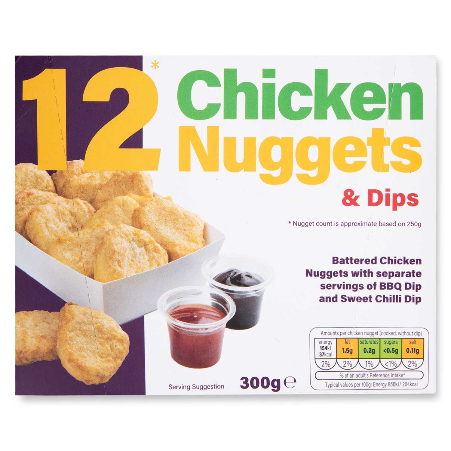 12 Chicken Nuggets & Dips 300g